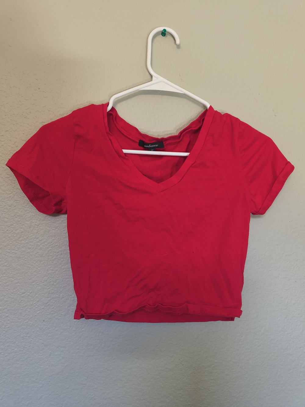 Ambiance Bright Red V-Neck Cropped Tee